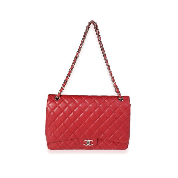 Chanel Red Quilted Caviar Maxi Classic Double Flap Bag - Picture 4 of 8